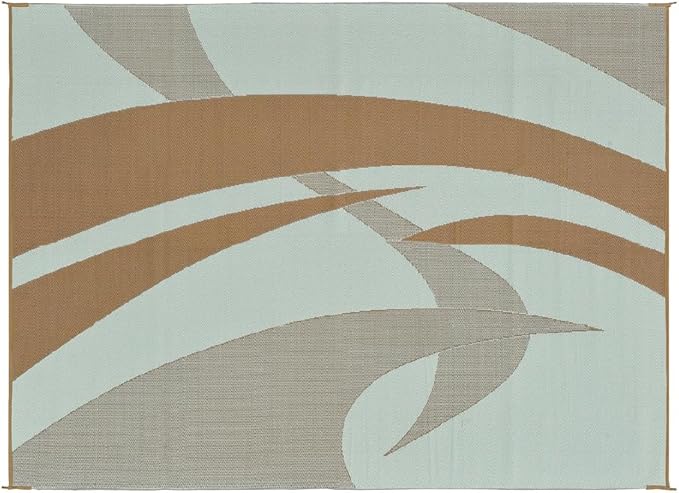 Stylish Camping 159127 9-feet by 12-feet Reversible Mat, Plastic Straw Rug, Large Floor Mat for Outdoors, RV, Patio, Backyard, Picnic, Beach, Camping (Brown/Beige)