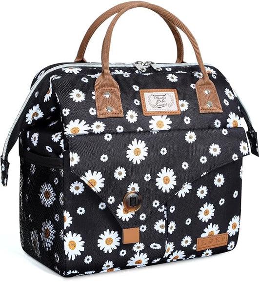 Lekesky Lunch Box for Women - Cute Insulated Lunch Bag, Fashion Ladies Lunch Tote Bag, Daisy