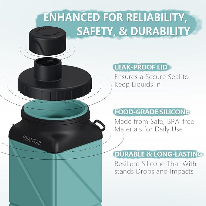 Collapsible Water Bottles 20.6oz, Silicone Foldable Portable Travel Water Bottle, Folding Lightweight Reusable Leakproof for Traveling Camping Hiking Cycling Yoga Sports Outdoor