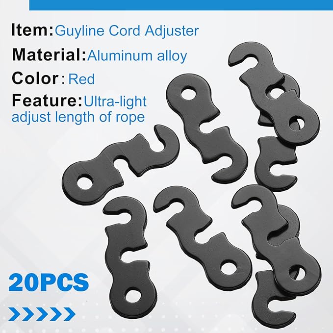 SATINIOR Guyline Tensioner Aluminum Alloy Guy Line Cord Adjusters Tent Rope Tensioners Paracord Tensioner for Outdoor Tent Camping Hiking Accessories