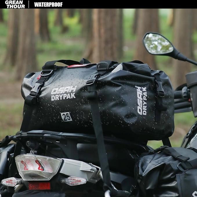 Motorcycle Dry Bag - Waterproof Motorcycle Duffle & Luggage Tail Bag Saddle Bags with Roll Top Closure, Large Storage Space，for Motorcycle Back Seat(Sky, 60L)