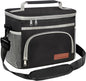 ExtraCharm Insulated Lunch Bag for Women/Men - Reusable Lunch Box for Office Picnic Hiking Beach - Leakproof Cooler Tote Bag Organizer with Adjustable Shoulder Strap for Adults-Black grey