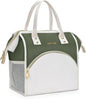 LOKASS Lunch Bag Women Insulated Lunch Box, Wide-Open Lunch Tote Bag Leak-proof Cooler Bag for Work Picnic-（Army Green）
