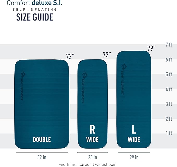Sea to Summit Comfort Deluxe Self-Inflating Foam Camping Mattress, Large (79 x 29 x 4 inches)