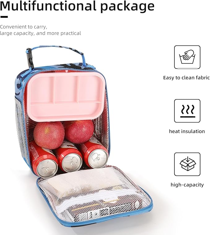 Lunch box Lunch bag for men women Insulated Lunchbox Lunch bags for Work Picnic Travel (Blue camo)