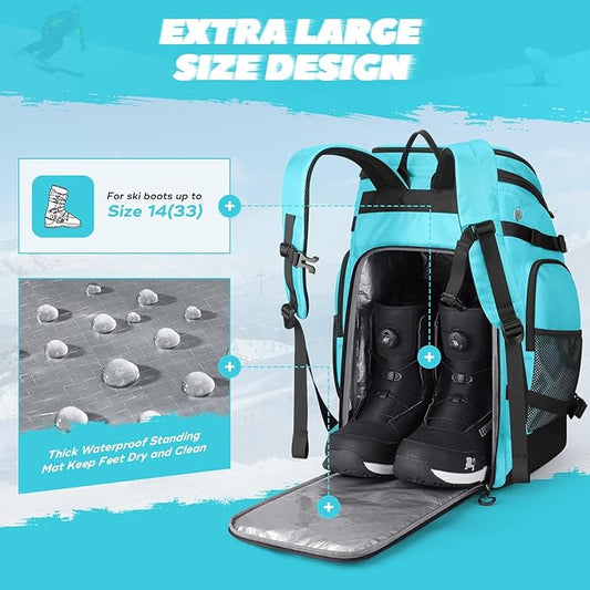 Maelstrom Ski Boot Bag,55L Large Ski Boots Travel Backpack for Men Women,Waterproof Snowboard Boot Bag for Skis Accessories