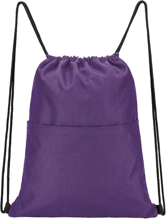 Vorspack Drawstring Backpack Water Resistant String Bag Sports Sackpack Gym Sack with Side Pocket for Men Women