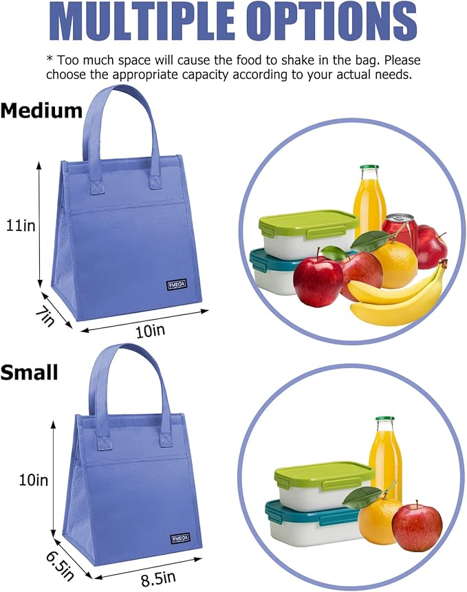 Fmeida Insulated Lunch Bag Women - Small Lunch Bags for Adults Reusable Lunch Tote Bag Lunch Box Thermal Snacks Organizer for Women Work Office Picnic Hiking Beach Outdoor - Purple