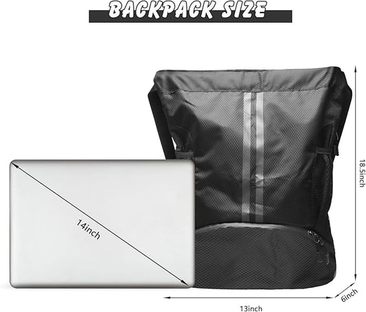 Sports Drawstring Backpack - Waterproof Swim Bag Gym Bag with Shoes Compartment and Dry/Wet Separation Pocket for Women Men Basketball, Sports, Gym, Travel