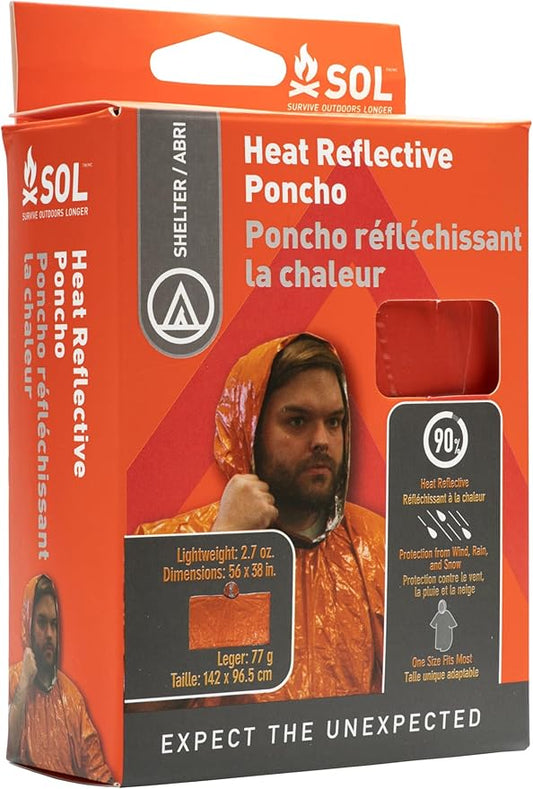 S.O.L. Survive Outdoors Longer S.O.L. Heat Reflective Waterproof Poncho (3 Pack)