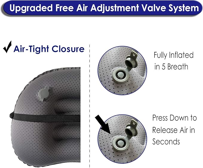 Gold Armour Inflatable Camping Pillow Backpacking Pillow Lightweight Travel Air Pillow Ultralight Ergonomic Pillow Portable for Airplanes with Neck & Lumbar Support (Purple)