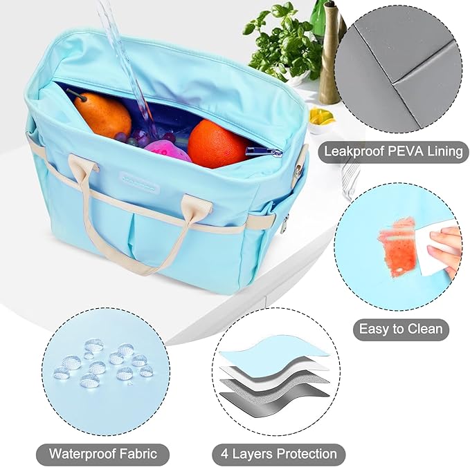 MAXTOP Lunch Bag Women for Work Insulated Thermal Lunch Box with Wide-Open Pocket Reusable Leakproof Cooler Bags with Removable Shoulder Strap for Teacher Nurse Office Picnic Travel Blue
