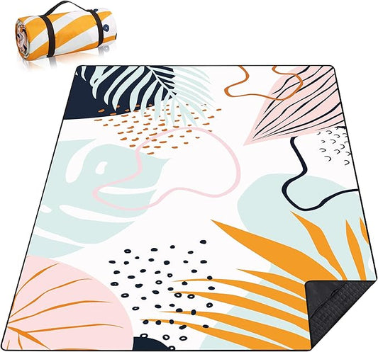 Picnic Blankets Beach Blanket 80" X 80" Extra Large Waterproof Camping Blankets Portable Outdoor Mat 3-Layer blanket for Beach, Hiking, Park, Music Festival, Grass Lawn,Travel