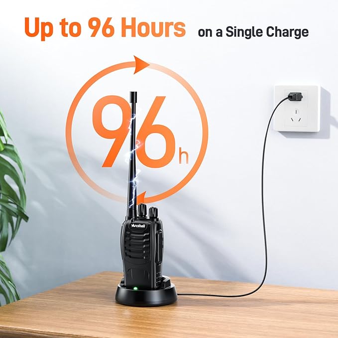 Rechargeable Long Range Two-way Radios with Earpiece 6 Pack Arcshell AR-5 Walkie Talkies Li-ion Battery and Charger included