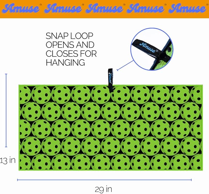 Amuse Sweat Towel - Cooling Pickleball and Golf Towels for Men and Women - Sports Gear Essentials and Bag Accessories – Funny Kitchen Gifts with Cool Balls Design (Pickleball- Balls)