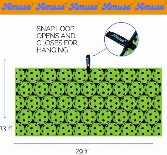 Amuse Sweat Towel - Cooling Pickleball and Golf Towels for Men and Women - Sports Gear Essentials and Bag Accessories – Funny Kitchen Gifts with Cool Balls Design (Pickleball- Balls)