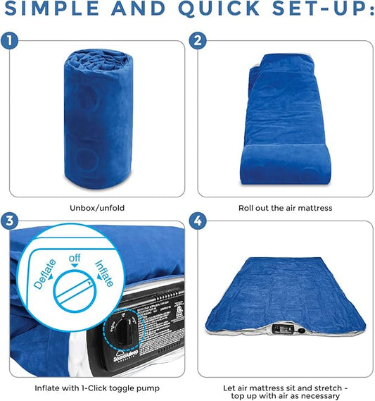 SoundAsleep Dream Series Luxury Air Mattress with ComfortCoil Technology & Built-in High Capacity Pump for Home & Camping- Double Height, Adjustable, Inflatable Blow Up, Portable - Twin XL Size