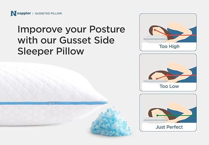 Side and Back Sleeper Pillow for Neck and Shoulder Pain Relief - Shredded Memory Foam Bed Pillow for Sleeping - 100% Adjustable Fill - King Size - Modal Washable Case. Extra Fill Included
