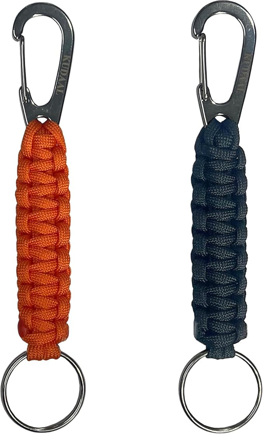Paracord Keychain with Carabiner, Key Fob Braided Lanyard Keychain with Utility Ring & Enlarged Mouth Clip