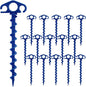 Tent Stakes Sand Stakes for Beach Tent Spiral Anchor Stakes 9.4 Inch Heavy Duty Screw Canopy Stakes for Camping, Hiking and More (16, Blue)