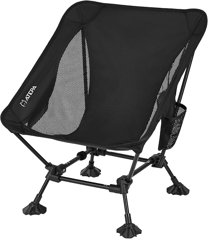 ATEPA Backpacking Chair, Ultralight Folding Portable Small Camping Chairs for Adults Compact Foldable Beach Seat with Anti-Sinking Feet & Aluminum Frame for Outdoor Hiking Travel Fishing