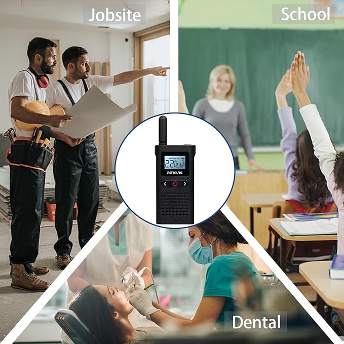 Retevis RB28 Walkie Talkies with Earpiece,USB-C Walkie Talkies Rechargeable,Large LCD Screen,1500mAh,NOAA Weather,Business Walkie Talkie for Adults Long Range for School Restaurant Healthcare(10 Pack)