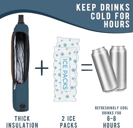 Golf Cooler Bag Plus Ice Pack Soft Sided Insulated Cooler Bag- Holds 6 Pack of Cans or 2 Wine Bottles - Grey Camo Golf Beer Sleeve Black Fits Discreetly in Golf Bags
