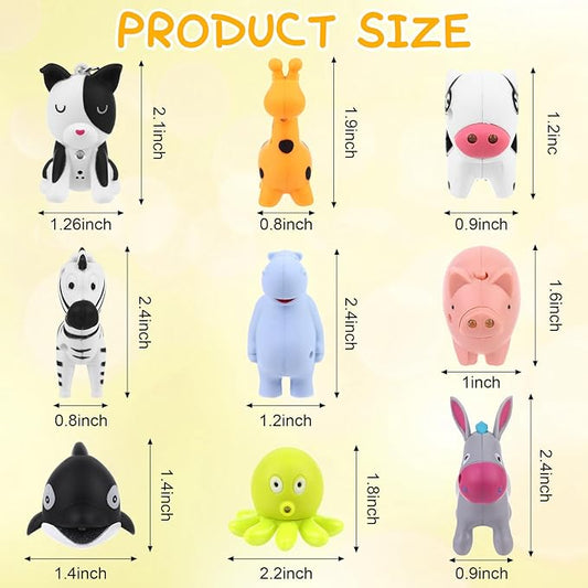 9 PCS Nurse Flashlight Pediatric Nurse Flashlight Keychain Animal Flashlight Giraffe Cow Pig Hippo Octopus Spotted Puppy Horse Whale Little donkey Keychain Pen Light for Nurse Badge Reel