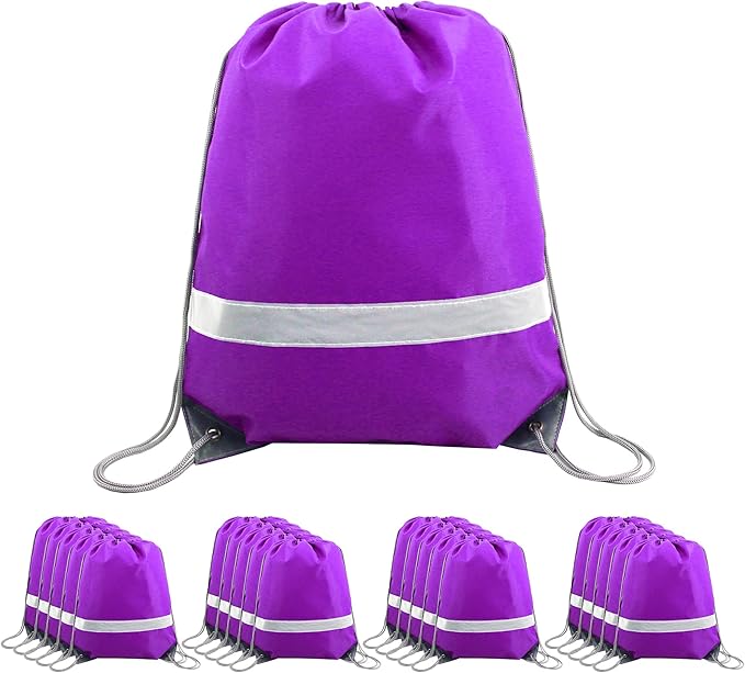 BeeGreen Drawstring Backpack Bags 20,30,50 Packs Reflective String Bags for Gym Sport Trip Cinch Sack DIY for Women Men