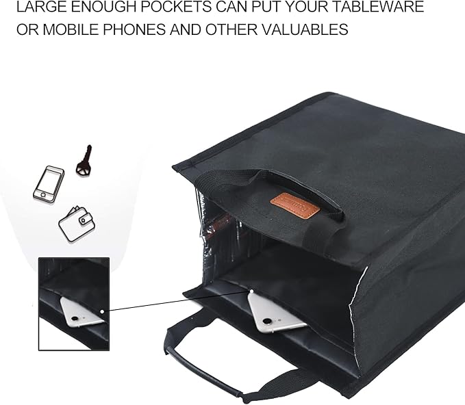Lunch Bags for Women Insulated Reusable Lunch Tote with Internal Pocket, Lunch Tote bag for Work (Black