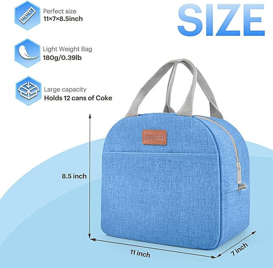 Lunch Bag for Women & Men Adult Insulated Lunch Box, Small Leakproof Cooler Food Lunch Containers Reusable High Capacity Lunch Tote Bags for Work, Travel, Outdoor (Blue)