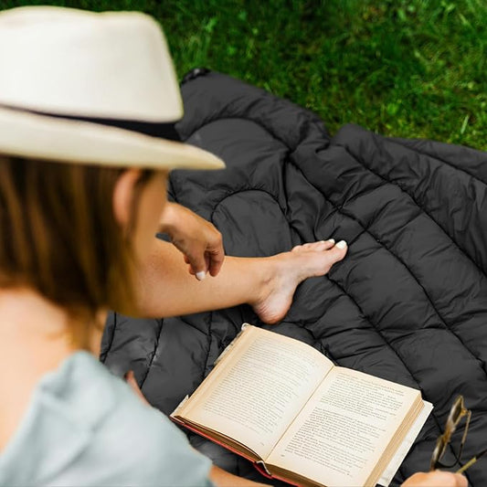 zzlamb Camping Blanket, Lightweight Cloak Puffy Down Alternative Travel Blanket, Portable & Windproof Warm Outdoor Blanket, Cozy Quilt Plane Car Picnic Hammock Beach Backpacking, 52x75in