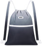 WANDF Drawstring Backpack Sports Gym Bag with Shoulder Pads Water Resistant String Cinch Bag for Women Men (Black Gradient)