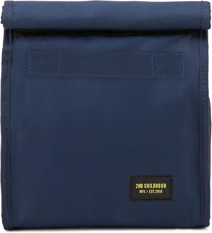 Insulated Lunch Bag for Men and Women; Rolltop Lunch Box with 2 Side Mesh Pockets and 1 Exteral Slip Pocket (Blue)