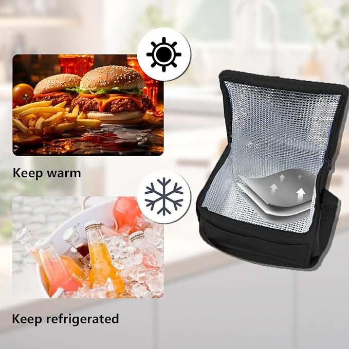 Insulated Lunch Bag, 40 Pack Reusable Cooler Bags Set, Leakproof Lunch Boxes with Zippered Top for Women Men Office Work (Black)