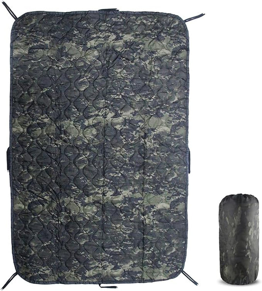 Military Woobie Blanket Thermal Insulated Poncho Liner Camping with Drawstring Carry Bag Waterproof for Outdoor Hiking