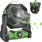 Camping Fan Rechargeable, 10400mAh Portable Battery Operated Camping Fan for Tents, Hangable USB Silent Camping Fans with LED Lantern, Suitable for Fishing, Camping, Bedroom, Workplace (Green)