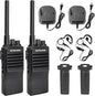KP01 Walkie Talkies for Adults Long Range Rechargeable, Programmable Business 2 Way Radios with Earpiece, for Business or Family Camping Hiking Skiing Cruises (2 Pack), Black