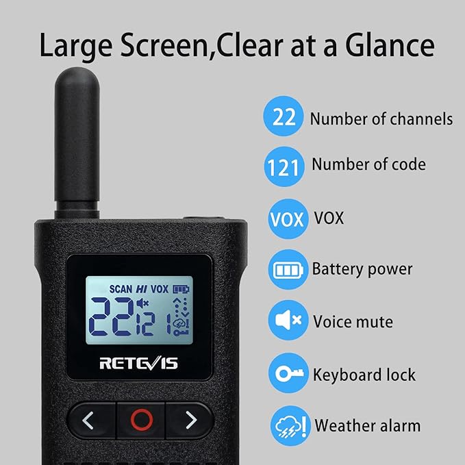 Retevis RB28 Walkie Talkies with Earpiece,USB-C Walkie Talkies Rechargeable,Large LCD Screen,1500mAh,NOAA Weather,Business Walkie Talkie for Adults Long Range for School Restaurant Healthcare(10 Pack)