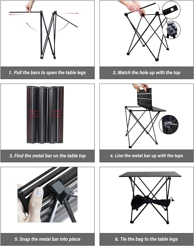 Camping Table Folding Portable Camp Side Table Aluminum Lightweight Carry Bag Beach Outdoor Hiking Picnics BBQ Cooking Dining Kitchen