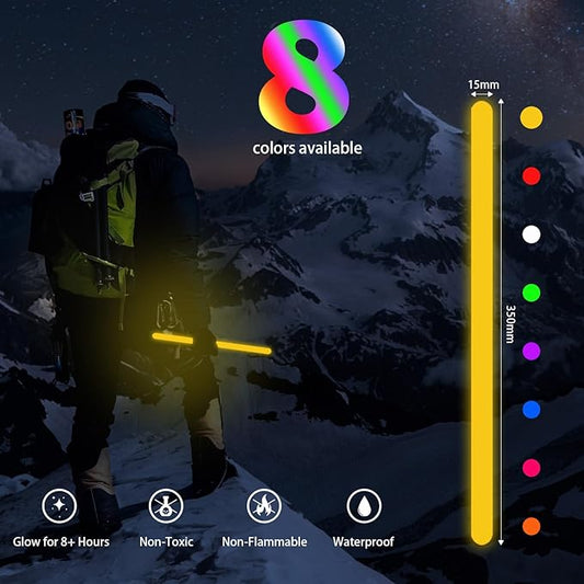 12 PCS 14 Inch Industry Grade Glow Sticks Bulk Emergency Jumbo Light Sticks Glow in The Dark Bright Large Glow Sticks for Camping,Hiking,Hurricane, Earthquake, Survival Kit Accessories