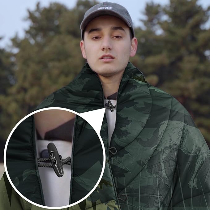 Outdoor Puffy Camping Blanket, Lightweight Windproof Warm Stadium Blanket, Packable Travel Camping Quilt for Cold Weather, Hiking, Backpacking, Sleeping, Hammock, Adventure 78"x 56"