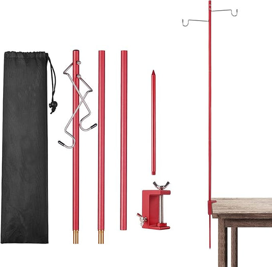 Collapsible Camping Lantern Stand Folding Lamp Pole Lightweight Portable Outdoor Lamp Post Aluminum Alloy Hanging Light Holder for Camping,Fishing