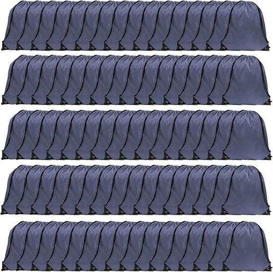 GoodtoU Nylon Backpacks - Drawstring Bags for Sport, Traveling, Team (Grey, 80Pcs)