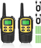 Rechargeable Walkie Talkies,Fvamom Walkies Talkies for Adults with 22 Channels,Long Range Walkie Talkies with NOAA Weather Channels,VOX LCD Display LED Flashlight(Yellow)