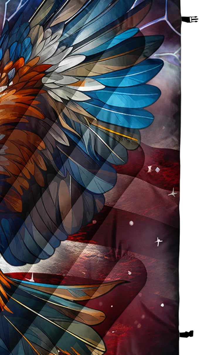 Axolotl Bald Eagle Camping Blanket,American Flag Waterproof Printed Blanket,Wild Animal Packable Outdoor Blanket,Stars Stripes USA Flag Lightweight Backpacking Quilt for Camping,Picnic,Hiking,Beach