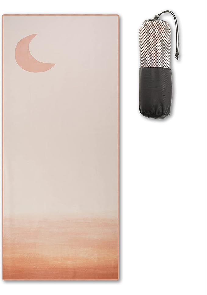 Microfiber Towel - for Beach, Yoga, Sports, Camping, Travel - Quick Dry, Reversible, Non-Slip, Sweat Absorbent, Oversize Comes with a Travel Bag - 72x30 Inch Towel (Pastel Moon Landing)