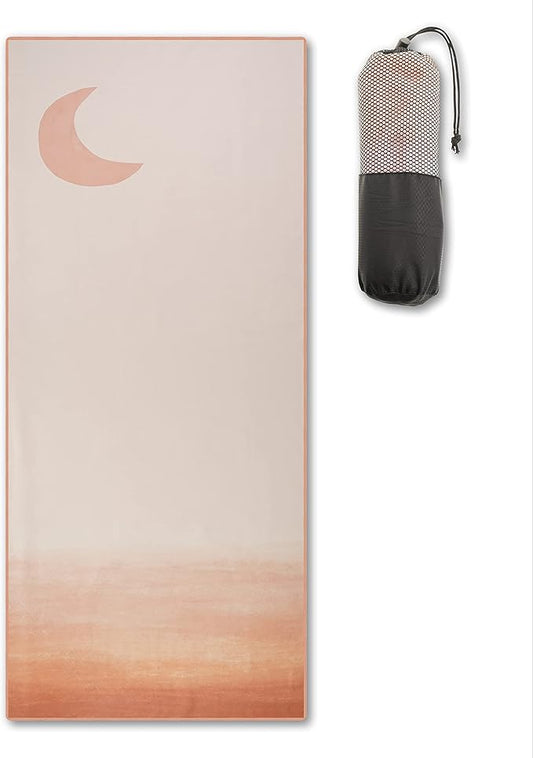 Microfiber Towel - for Beach, Yoga, Sports, Camping, Travel - Quick Dry, Reversible, Non-Slip, Sweat Absorbent, Oversize Comes with a Travel Bag - 72x30 Inch Towel (Pastel Moon Landing)