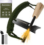 Dextreme Ferro Rod Flint Fire Starter Kit with Handcrafted Wood Handle, Coton Tinder, Transport Bag Multi-Tool Striker Paracord Lanyard for Camping Gear 12,000+ Strikes 5/16'' Thick Bushcraft Survival