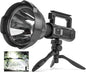 Rechargeable Spotlight Outdoor, 990000 Lumens Super Bright Led Spot lights Flashlight with 4 Modes & Foldable Tripod, 8000 ɱAh Large Handheld Searchlight Long Lasting for Camping Hunting Boating